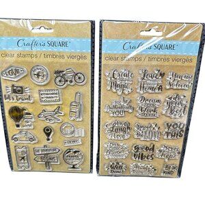 Crafters Square Clear Stamps Set Of 2 With Travel Inspirational Themes